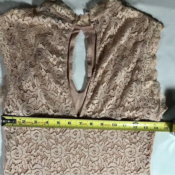 Bebe Vintage Eyelet Mini Dress Med Rose Pink Sheer Knit Made In USA Ally McBeal - Picture 6 of 13